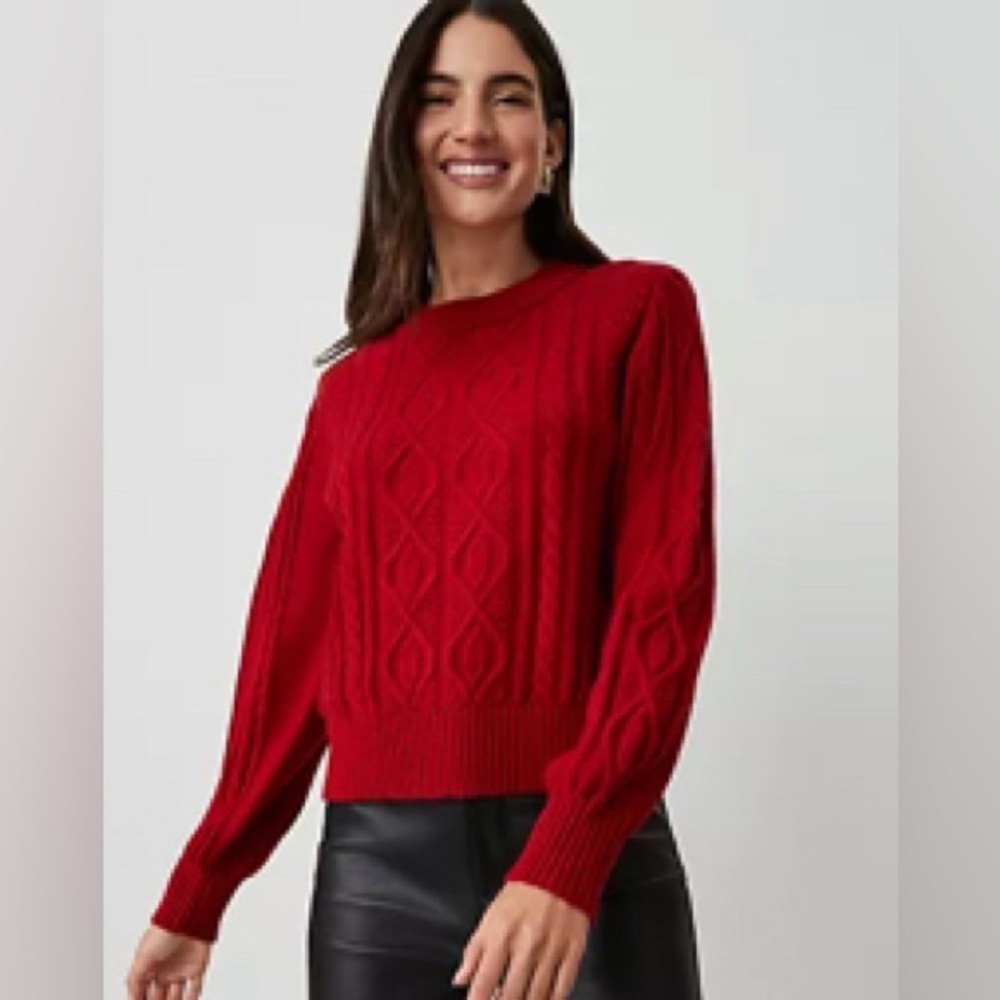 Ann Taylor Red Cable Knit Sweater - Size Small - NWT